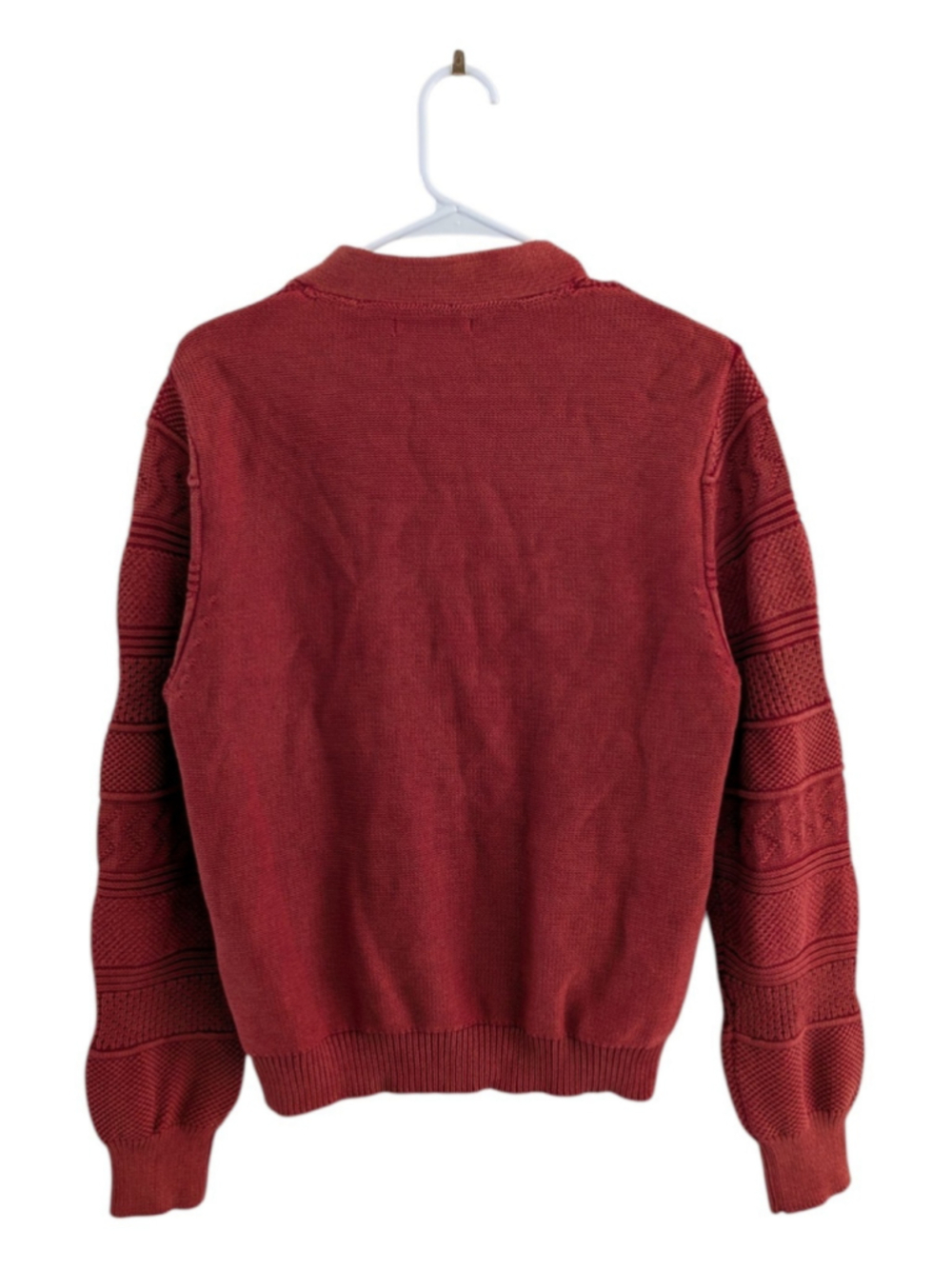 Ruff Hewn Women’s Brick Red Textured Knit Full Zip Sweater Jacket 100% Cotton - Picture 3 of 4
